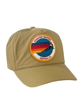 AVIATOR NATION Signature Aspen Vintage Nylon Trucker Hat in Khaki